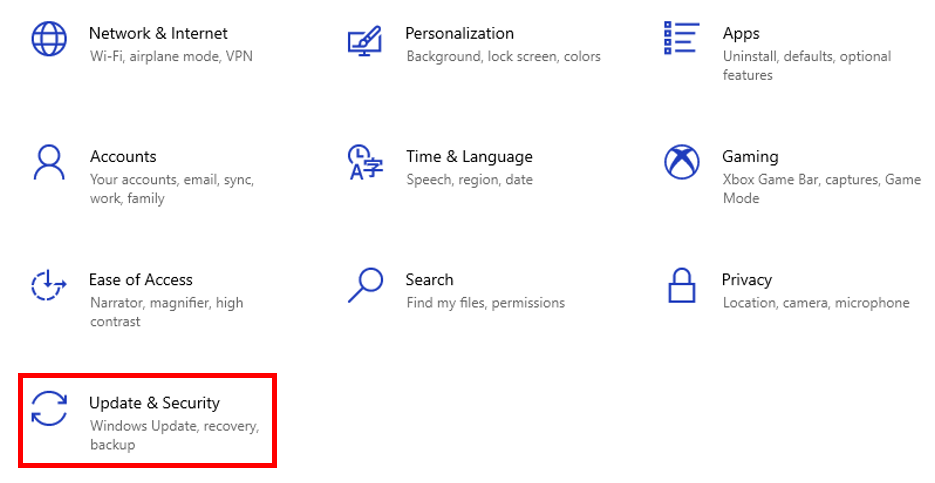Click Update & Security