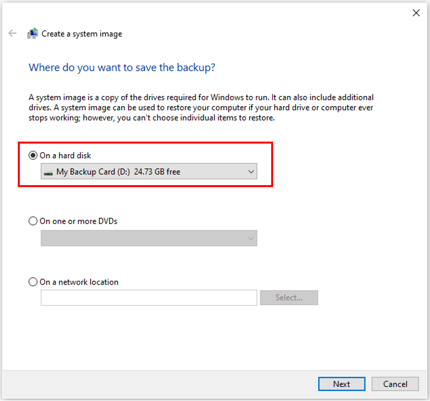 Select On a Hard Disk