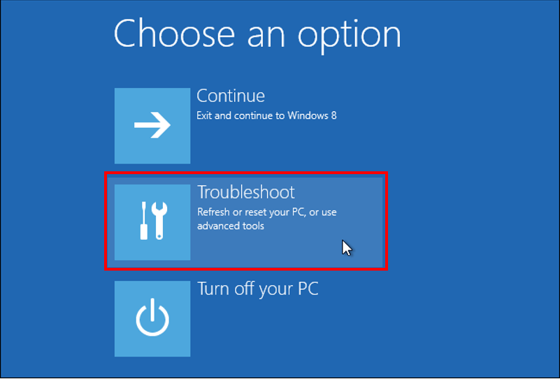 Click Troubleshoot