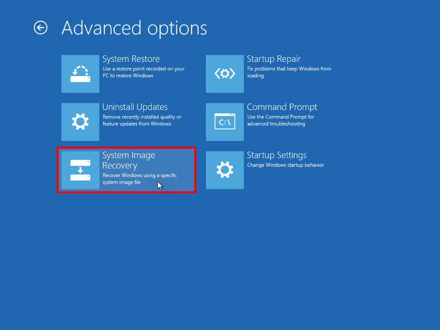 Click System Image Recovery