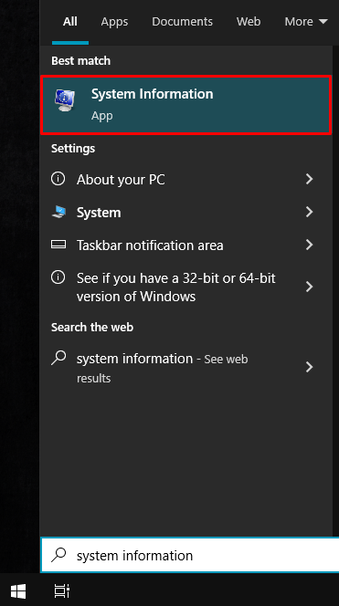 Search result for system info