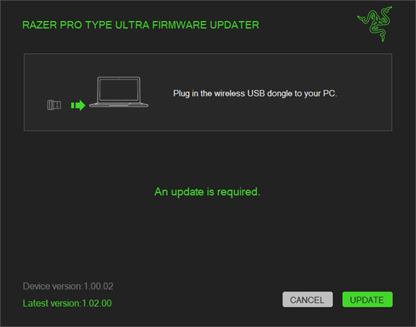 Connect the wireless USB dongle to PC instruction window