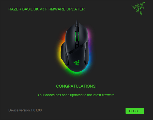 Update process completion window