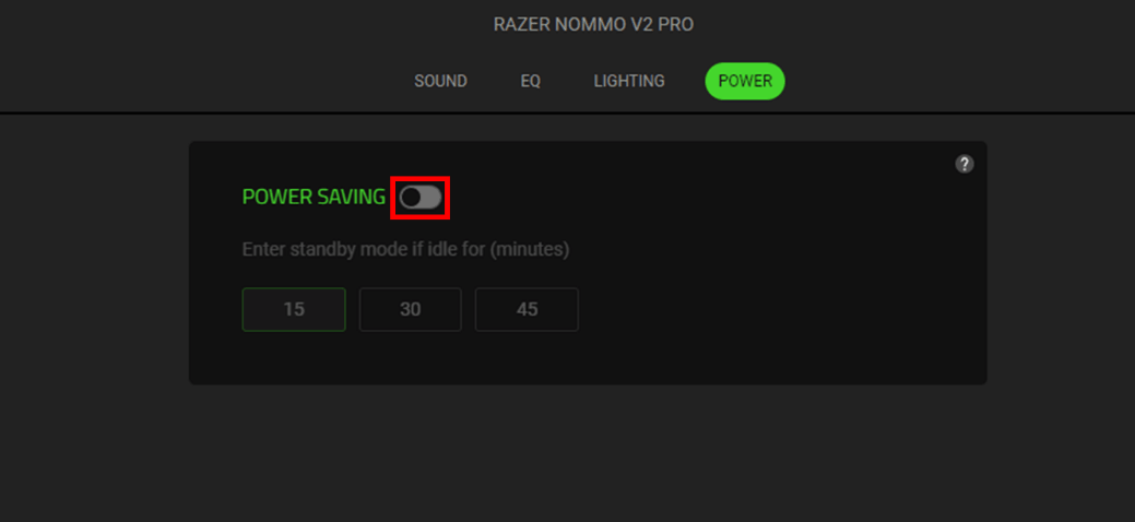 Power tab in Razer Synapse