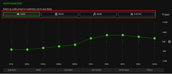 Audio equalizer section