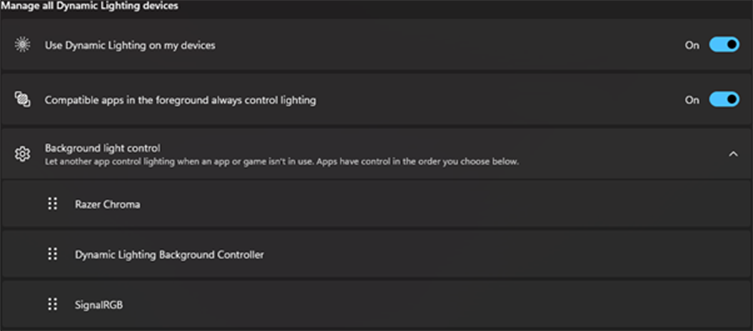 Manage all Dynamic Lighting devices