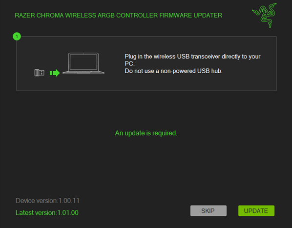 Updater initiation window
