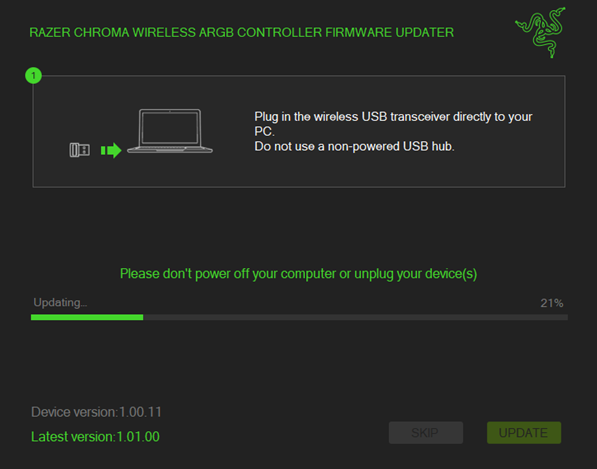Updater initiation window