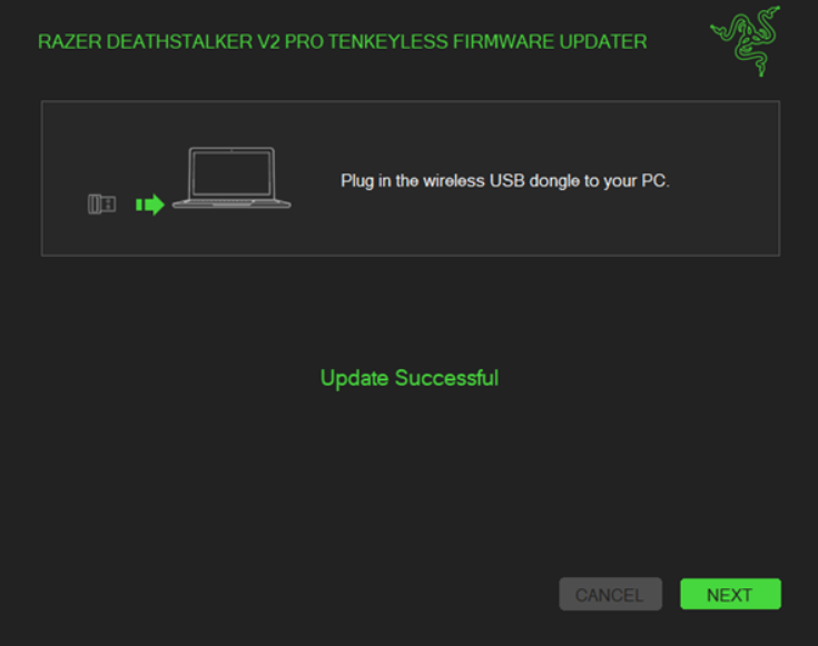 screenshot showing the successful update