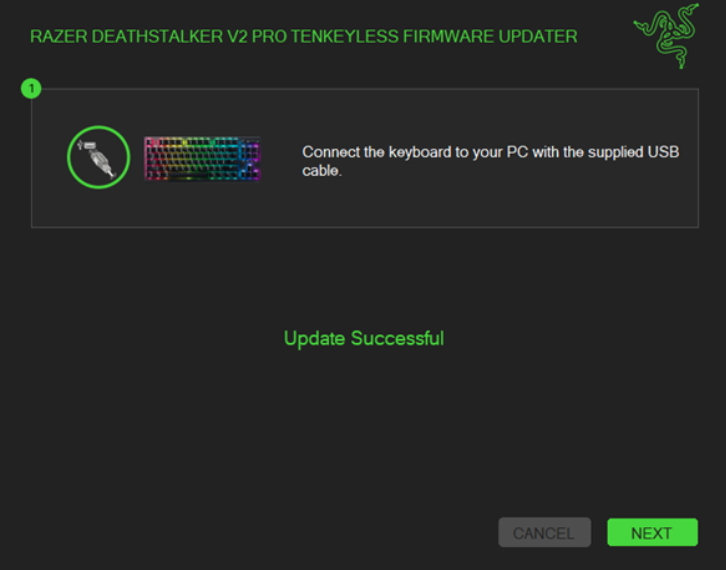 screenshot showing the completed update and instruction to close the installer