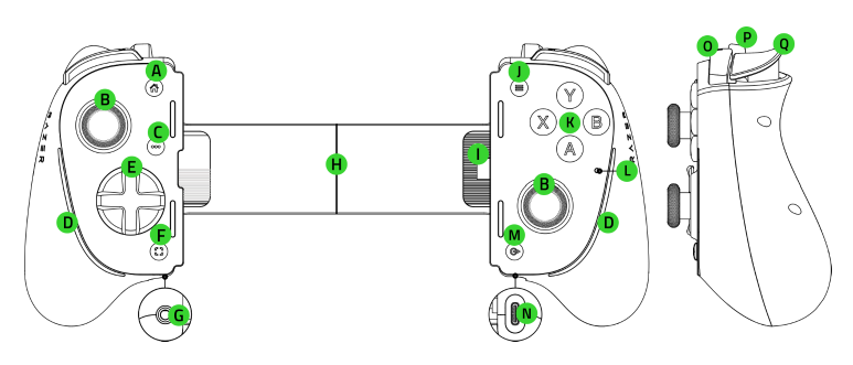 Razer Kishi Ultra device layout diagram