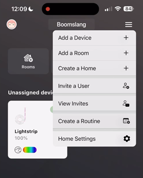 main menu options at the upper right side of the screen