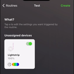 app window showing the option for which devices to apply the routine to