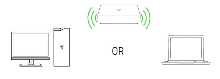 illustration of wireless connection between a pc and razer sila