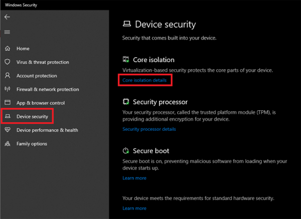 Windows Security window