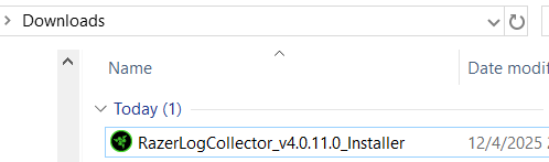 screenshot of the download file location
