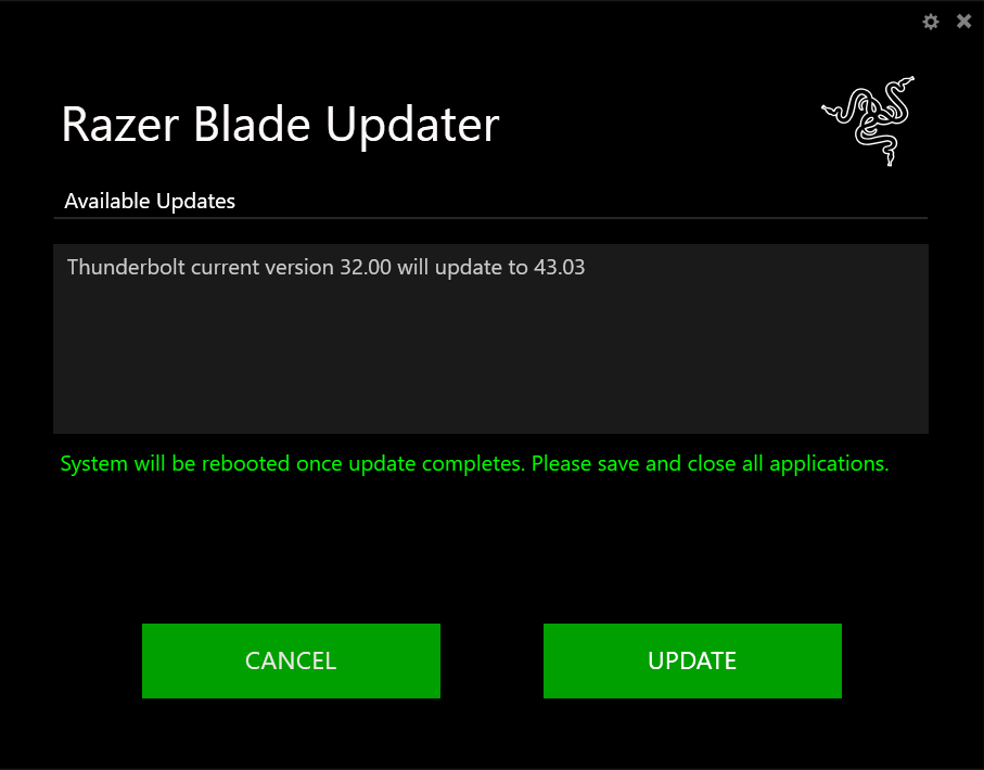Available updates screen