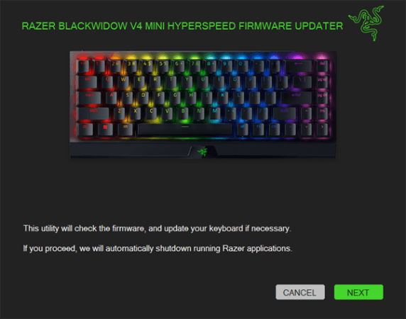 Updater initiation window