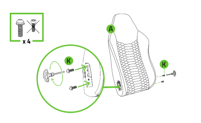 Razer Iskur V2 X fasten screws into the backrest