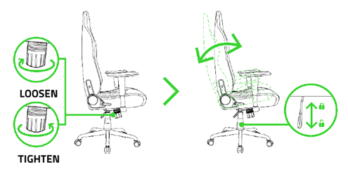 Pull the backseat lever to adjust the backrest inclined angle