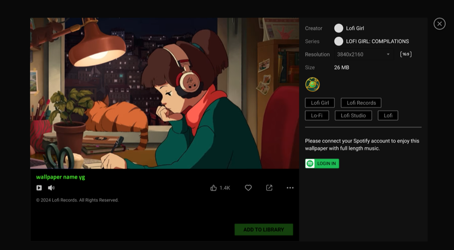 specific wallpaper details page