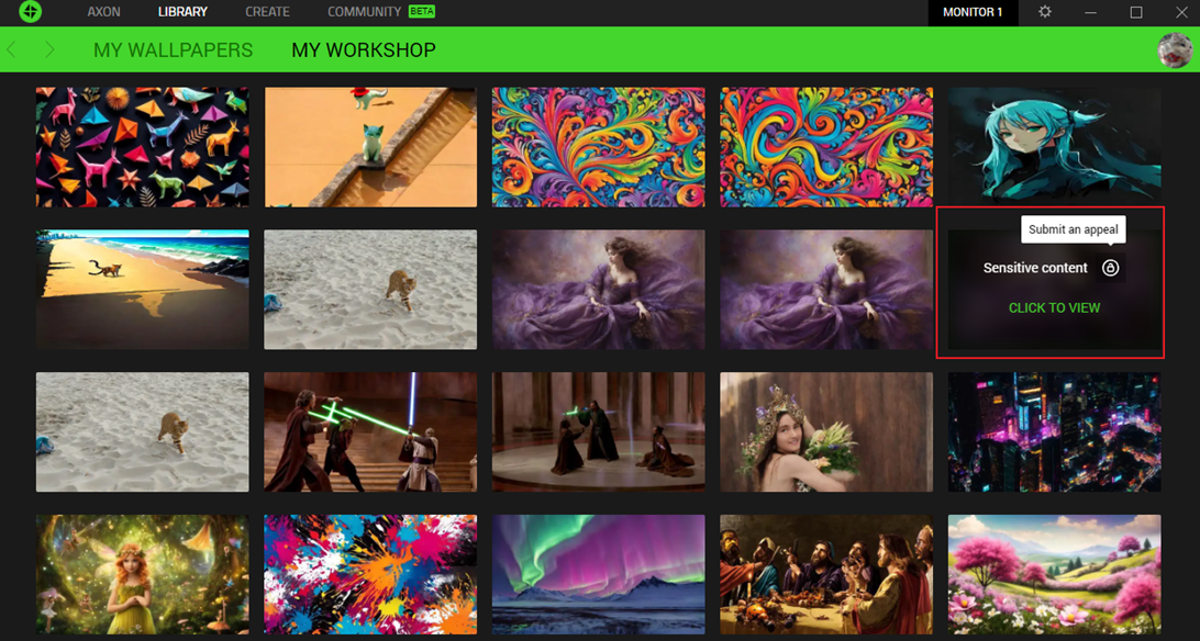 my workshop tab showing submit an appeal option