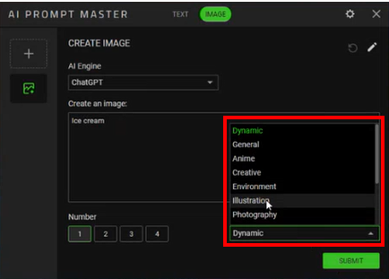 Ventana de imagen maestra de AI Prompt