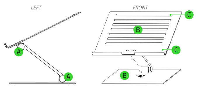 Razer Adjustable Laptop Stand device layout