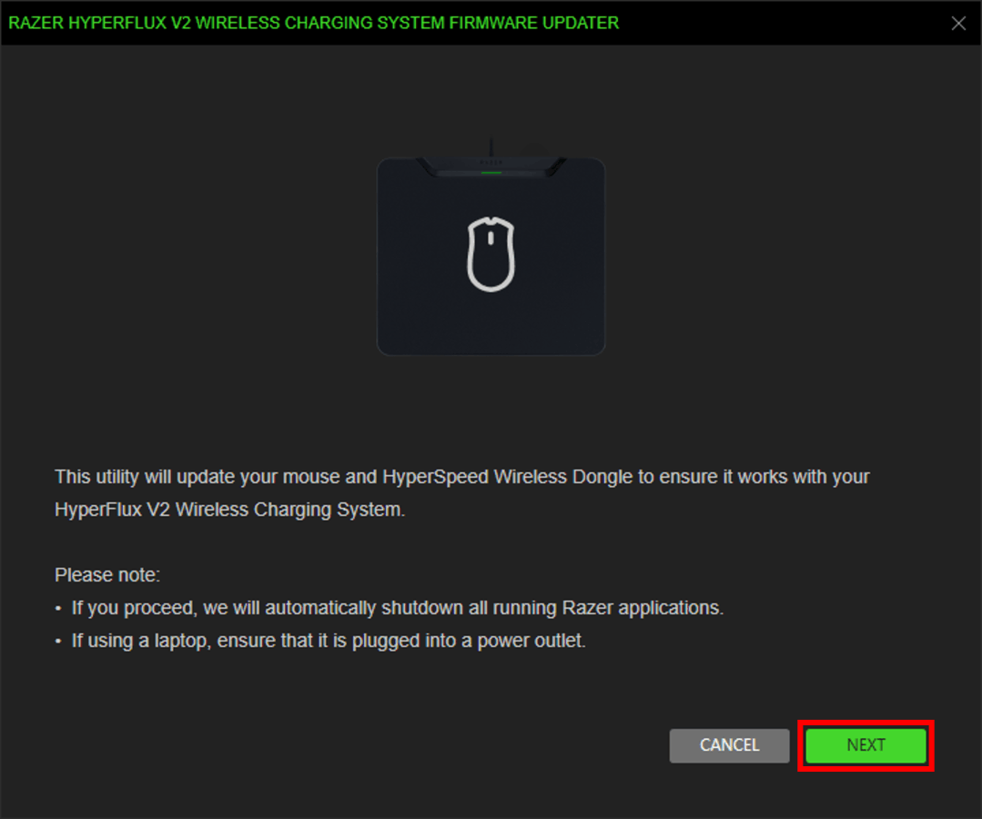 Updater initialization window