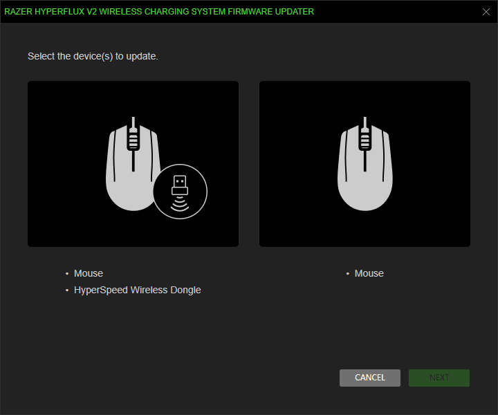Device selection window