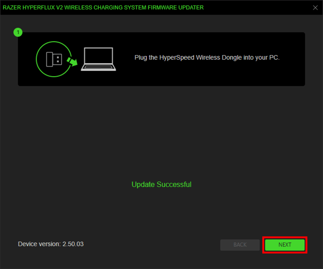 Update successful window