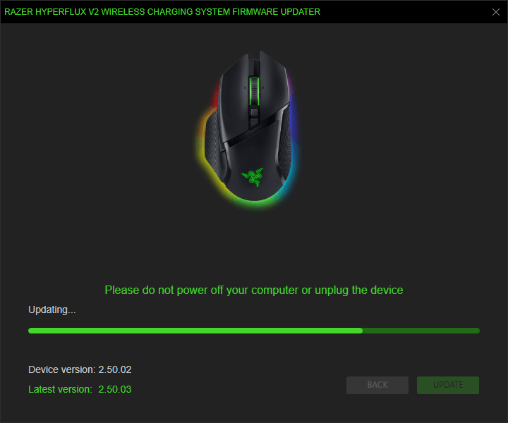 Update progress window