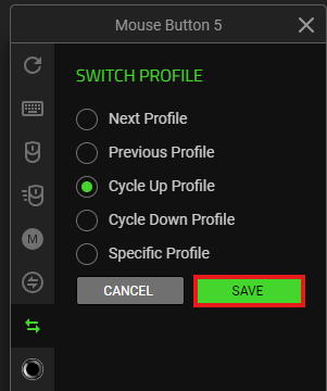 Razer Synapse Save Switch Profile