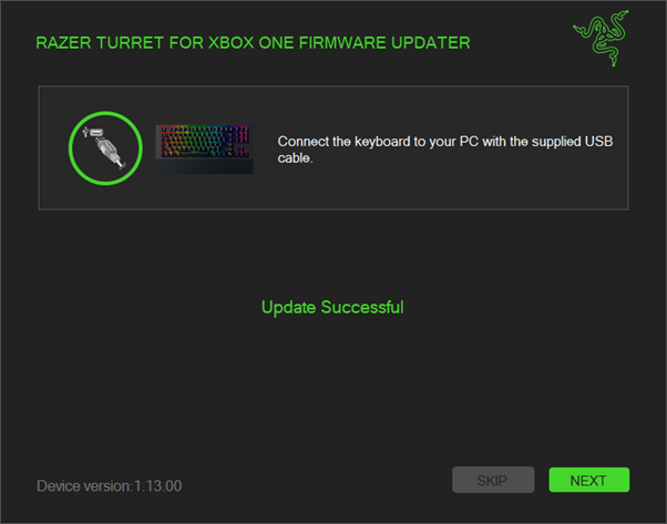 Updater window showing completion of the update process