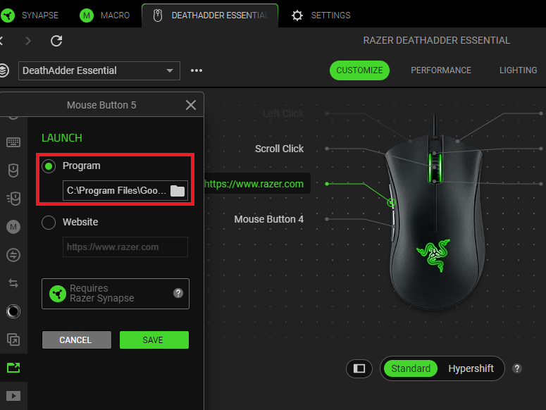 Launch Program Razer Synapse