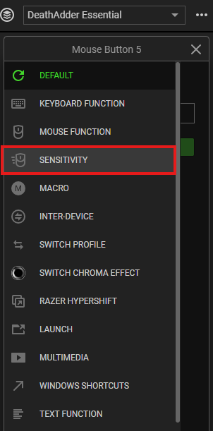 Razer Synapse Sensitivity function