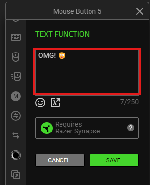Razer Synapse Text Function