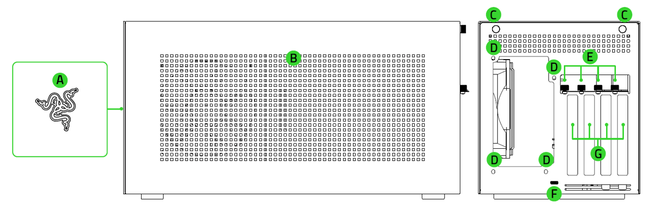 Razer Core X V2 outer device layout