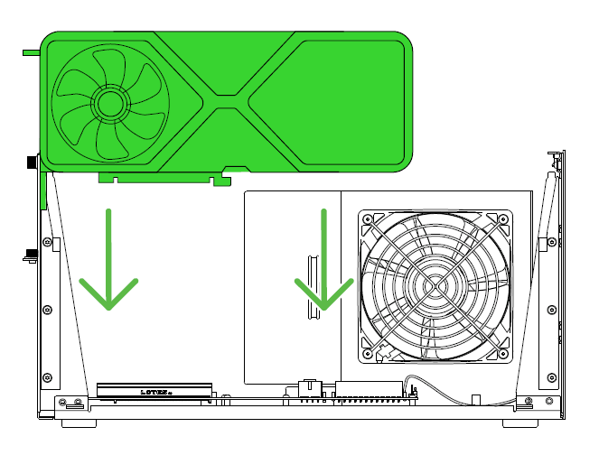 Inserting the graphics card into the PCIe port