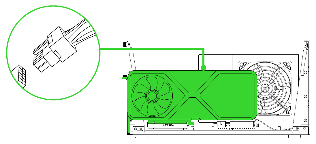 Attaching power cables to the graphics card