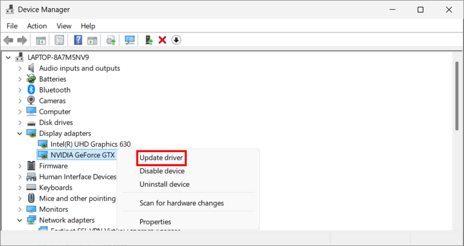 Device Manager window with the Update Driver option selected for a USB4 device