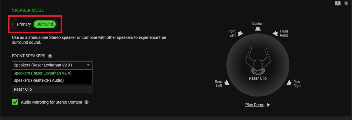 The speaker mode portion.