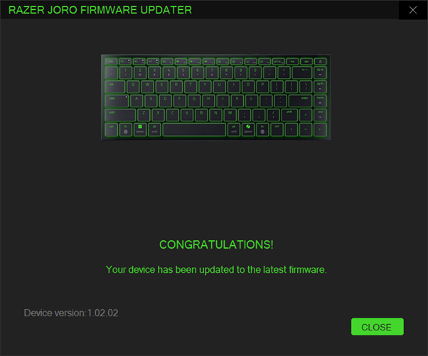 Updater window showing the completion of the update process