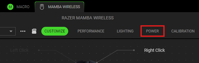 Razer Synapse POWER tab