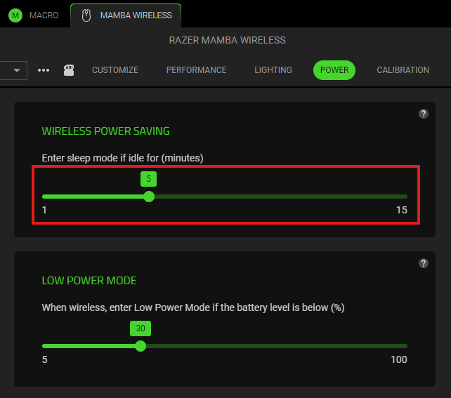 Razer Synapse Wireless Power Saving