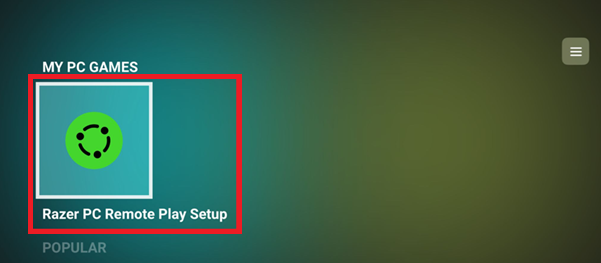 Razer PC Remote Play Setup button