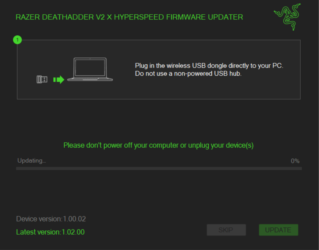 setup window showing the progress of the update process