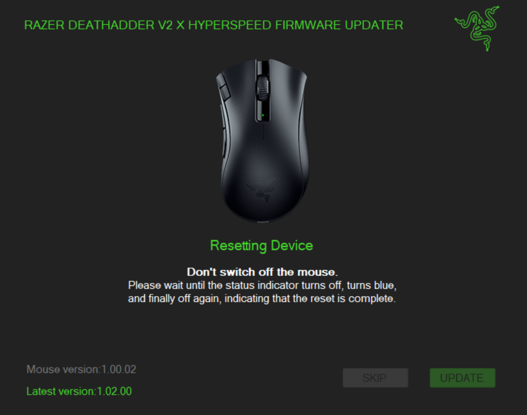 setup window showing the update process is successful