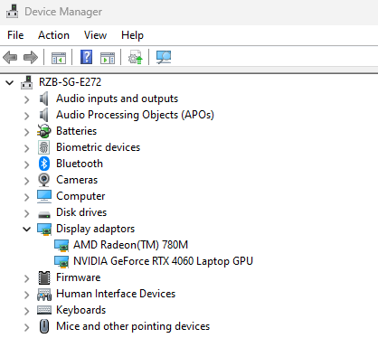 Device Manager window after the roll back