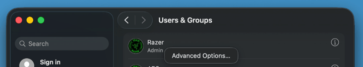 Users & Groups window